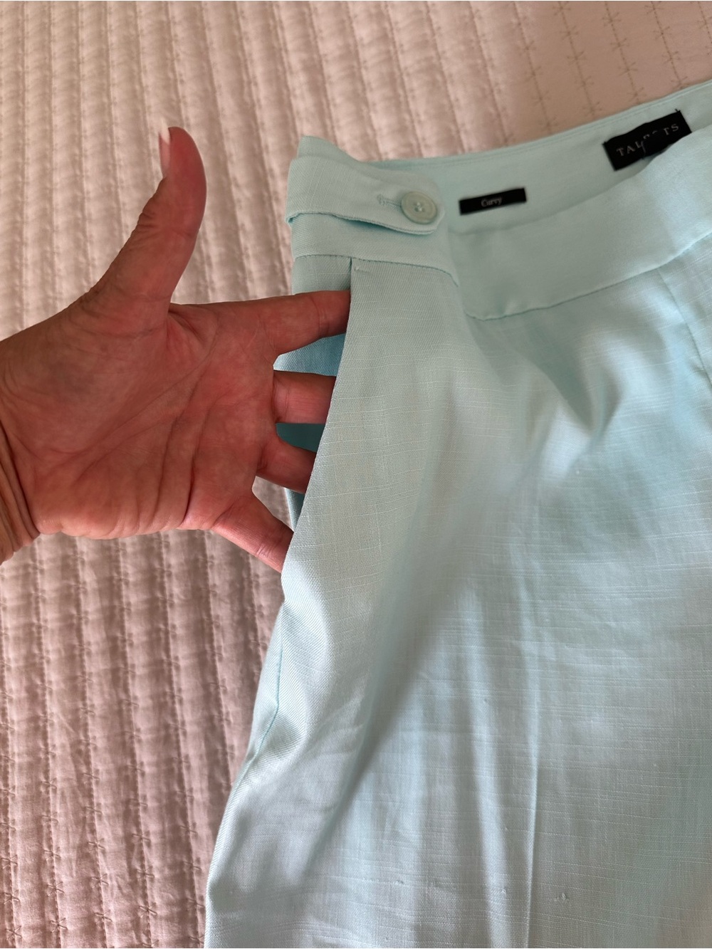 NWT Talbots Curvy Wide Leg Linen Blend Pants Size 14 Mint Aqua High Rise - Picture 9 of 15